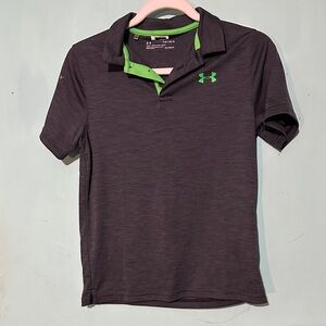 Under Armour Men’s Dark Charcoal Polo with Neon Green Logo